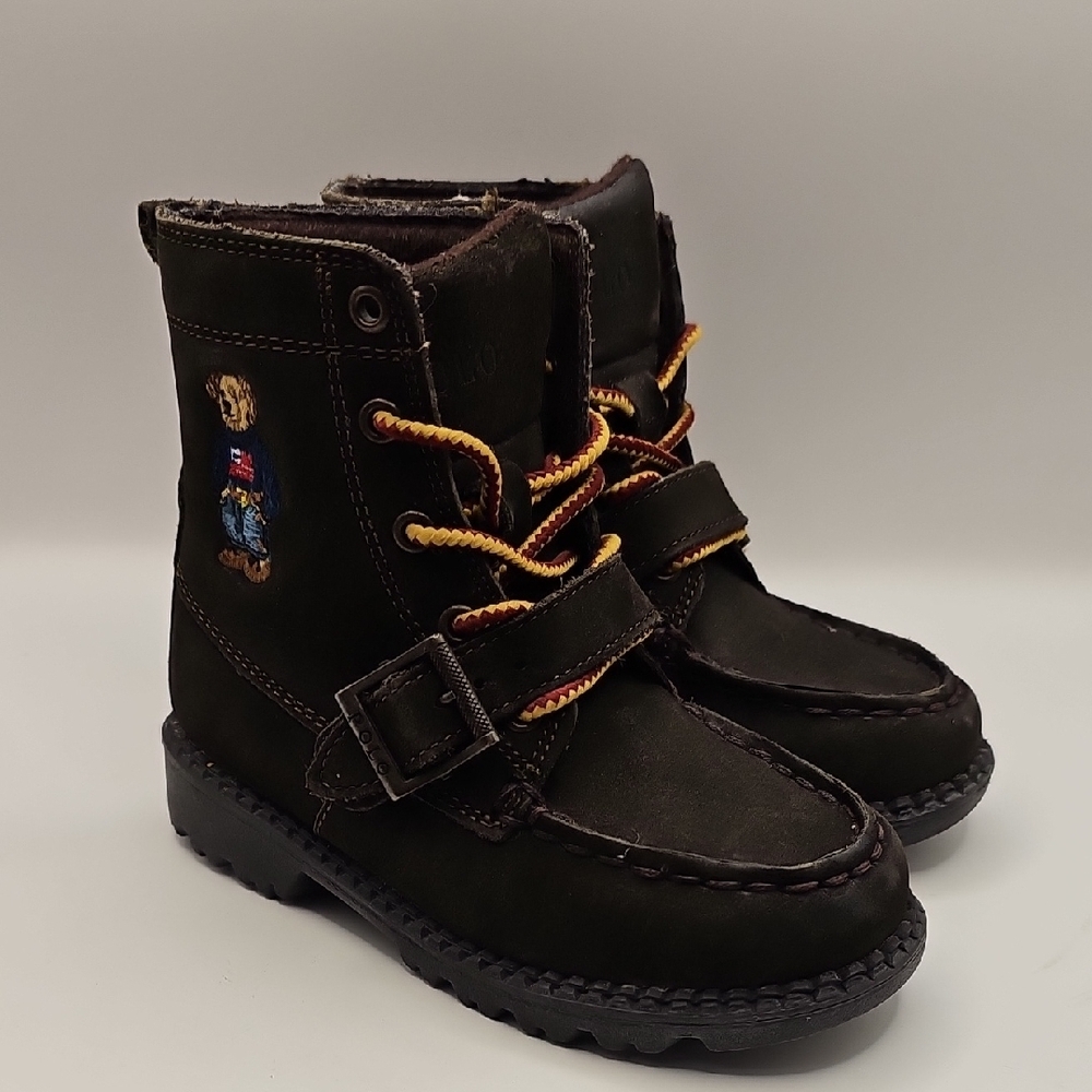 Polo Ralp Lauren Kids Brown Boots with Embroidered Detail
